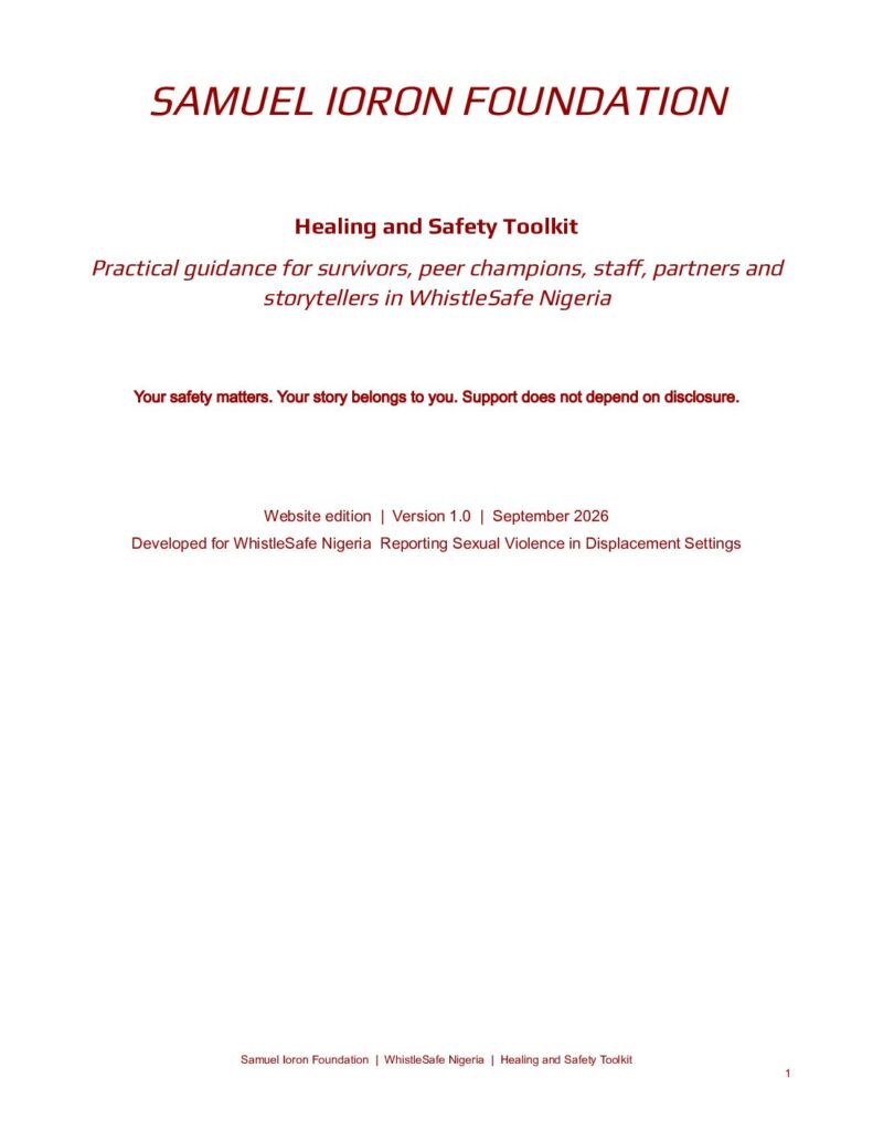 Cover of the SIF WhistleSafe Healing and Safety Toolkit